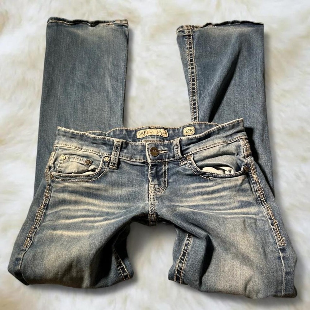 BKE Stella Bootcut Low Rise Jeans Light Wash Y2K Denim Size 27R